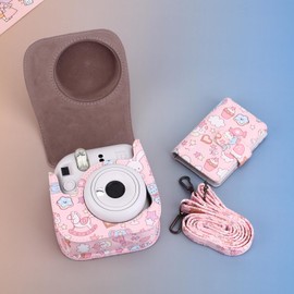 Frankmate Protective Case Compatible with Mini 12 11 9 8 Instant Film Camera with Accessory Pocket and Adjustable Strap (Canvas Bunny)