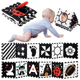 URMYWO Black and White Baby Toys, Tummy Time High Contrast Newborn Toys 0-3 Months, Soft Baby Book, Visual Stimulation Montessori Sensory Infant Toys 0-6-12 Months, Shower Gift for Boys Girls