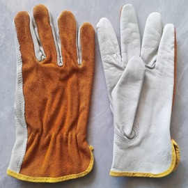 Amruiyist Cowhide Leather Work Gloves, Flex Grip, Tough Cowhide, Gardening, Wood Cutting/Construction/Truck Driving/Garden/Yard Work for Men and Women