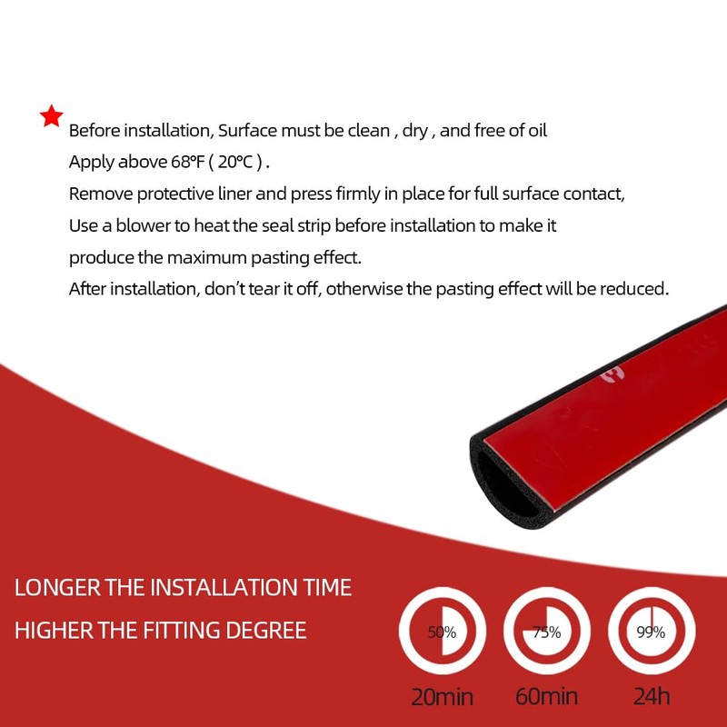 Aroilder Rubber Seal Strip, Self-Adhesive D Shape EPDM Rubber Weather