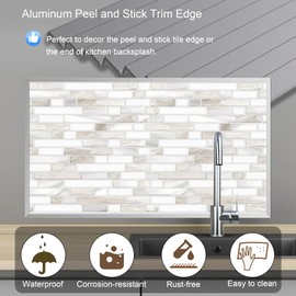 10-Pack 36 Inch Peel and Stick Aluminum Tile Trim, Decorative Kitchen Backsplash Trim Edge, Self Adhesive Tile Liner, Tile Edge Trim, Aluminum Corner Trim (Matte Gray (10 Pack x 36 inch))