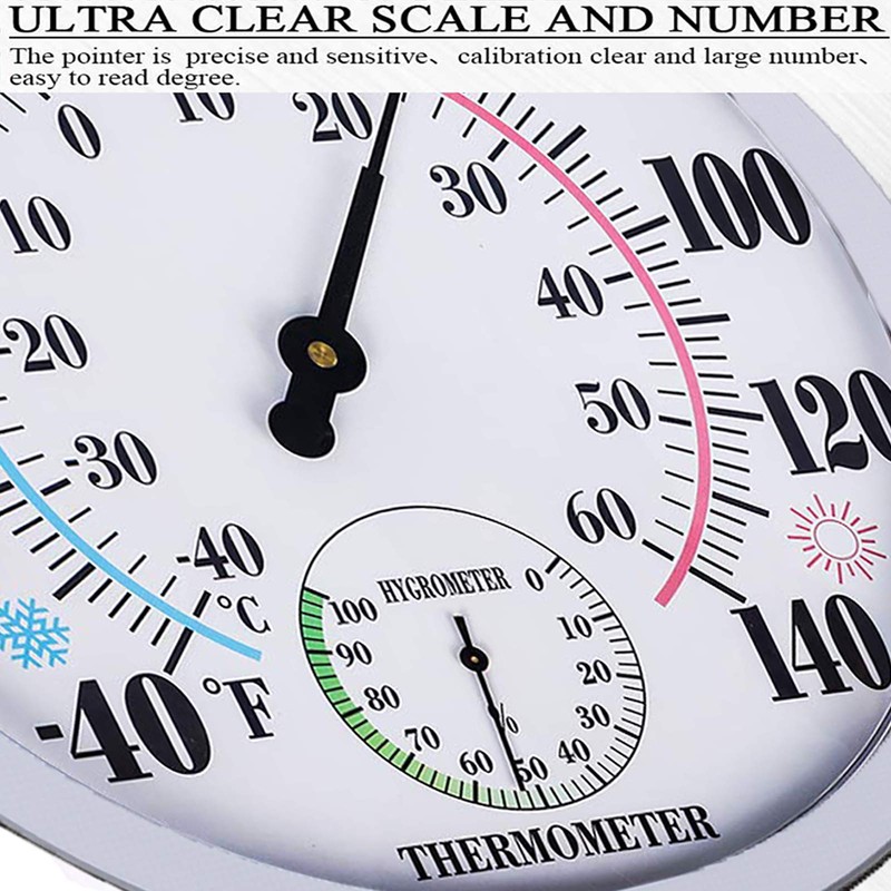 Indoor Outdoor Thermometer Large Wall Thermometer-Hygrometer Waterproof Does not Require