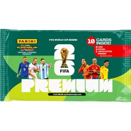 Premium 2026 Soccer Tournament Trading Cards Blister Pack 1 Booster Pack 10 Cards Metallic Foil Player Inserts Collectible Tabletop Football Card Game Set