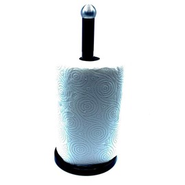 Royal Cuisine Freestanding Black Metal Tissue Roll Paper Towel Pole Holder Rack