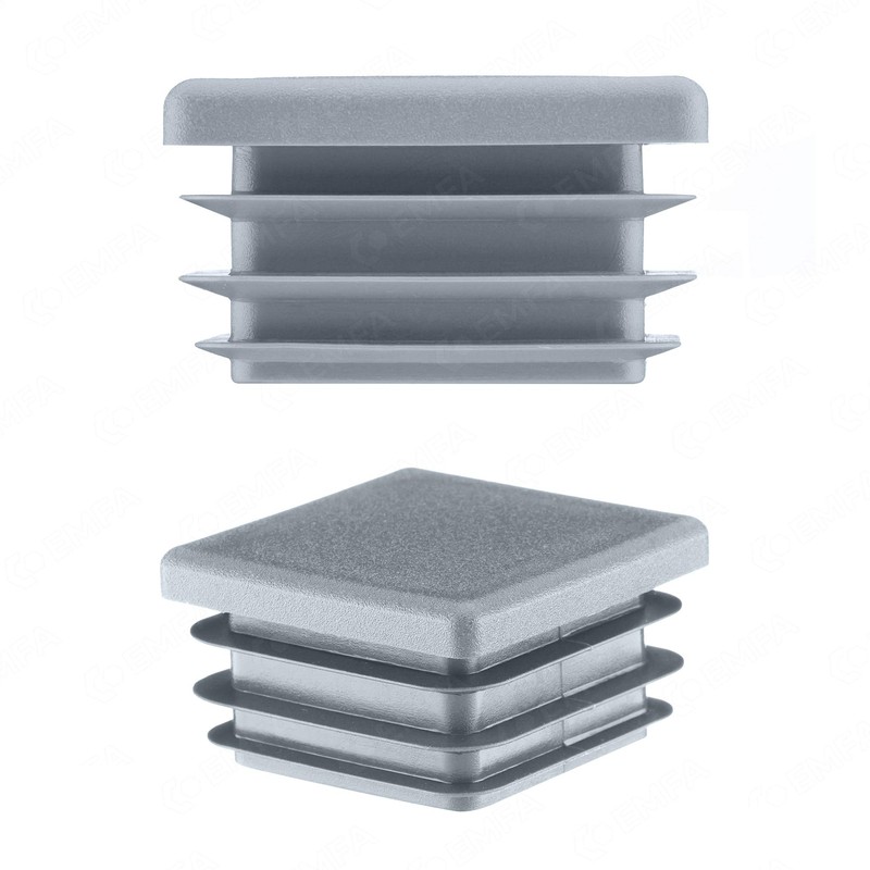 5 Pcs Square Plugs 30mm x 30mm Grey Plastic End