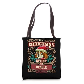Beagle My Christmas Spirit Dog Santa Claus Elf Reindeer Tote Bag