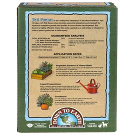 Down to Earth Bat Guano 7-3-1 Organic Fertilizer – High Nitrogen, All Natural, 2 lb Bag – Ideal for Lush Vegetative Plant Growth