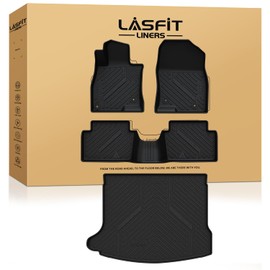 LASFIT Floor Mats & Cargo Mat for Mazda 3 2018-2014 (Only Fits Sedan) All Weather TPE Floor Liners Front & Rear Row Full Set Car Mats Accessories - Black