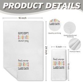 PIUD Lake House Gifts Kitchen Dish Towels, Coastal Nautical Hand Towels for Bathroom Decor, Lake House Decor, 16x24 Inch