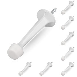HOMOTEK 8 Pack Heavy Duty Solid Rigid Door Stop with Soft Rubber Tip, Zinc Die Cast Door Stopper Protect Wall & Door, White