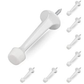 HOMOTEK 8 Pack Heavy Duty Solid Rigid Door Stop with Soft Rubber Tip, Zinc Die Cast Door Stopper Protect Wall & Door, White