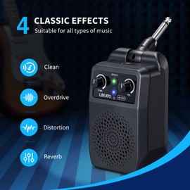 LEKATO Mini Electric Guitar Amp 5W, Portable Guitar Amp Bluetooth with Built-in 4 Effects, Clean Distortion Overdrive Reverb, Rechargeable Small Amplifier for Practice, Black (JA-05G)