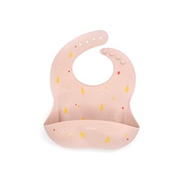 ORIBEL Bib| Adjustable Baby Bib|Made with 100% Food Grade Silicone| Deep Spill Pocket| Waterproof & Soft| Dishwasher Safe (Grapefruit Pink)