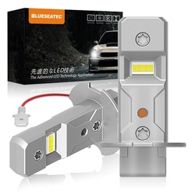 BLUESEATEC H3 LED Fog Lamp, 2 Times Brighter Than Halogen, Angle Adjustable, White, 6000K, Non-Polarity, Compatible with 12V Cars, Silent, Instant Startup, Pack of 2