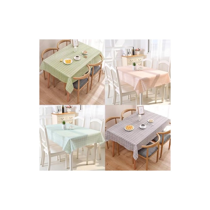 137 * 180cm Pink Plaid Table Covers Checkered PVC Tablecloth