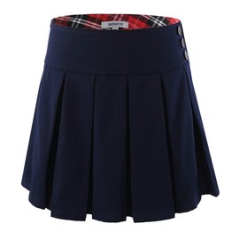 Bienzoe Girls School Uniform Skirt: Kids Adjustable Waist Stretchy Skort Navy 4