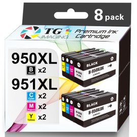 TG Imaging 950XL 951XL Ink Cartridge Compatible Replacement for HP 950 951 Combo Pack High Yield Ink Cartridge for OfficeJet Pro 8100 8110 8600 8610 8615 8616 8620 8625 8630 Printer (2B2C2M2Y, 8 Pack)