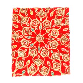 Decorative Mat Aasan Round Velvet Pooja Cloth Cloth with Sequence Work for Indian Traditional Multipurpose Pooja New Year Festival Decorations Item & Article (Size :- 17")(Red)