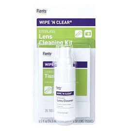 Wipe'N Clear Lens Cleaning Kit by Flents, Spray with 50 Tissues, (2 Packs of 25 Tissues)