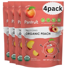 PANFRUIT Freeze-Dried Organic Peach Snacks – 100% Natural, No Sugar Added, GMO-Free, Gluten-Free – 4 Individual Packs (0.71 oz) – Healthy Crunchy Fruit Snack for Kids & Adults