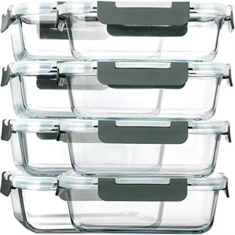 Glass Meal Prep Containers with Lids, Glass Food Storage Containers,