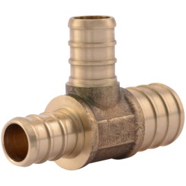 SharkBite 3/4 Inch x 1/2 Inch x 1/2 Inch Crimp Reducing Tee, Brass Plumbing