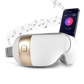 HubiCare Eye Massager with Heat, Vibration, Bluetooth Music Heated Massager for Migraines, Relax and Reduce Eye Strain Dark Circles Eye Bags Dry Eye Improve Sleep, Perfect Gifts for Women/Men (White)