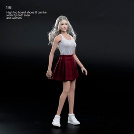 Toy Hobby [Toybarjapan] 1/6 Figure Accessories/ White Spots Athletic Shoes High-cut Sneakers Shoes (Body and Head and Clothes Not Included) (For Female Body)