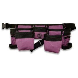 Graintex CD2158 11 Pocket Finisher Tool Belt Purple Color Canvas, Durable Tool Belt Organizer, Versatile Tool Storage, Tool Bag Designed for Craftsmen and DIY Enthusiasts, Hammer Holder Loops