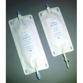 Uro-Safe Disposable Vinyl Urinary Leg Bags-Size: Large Style: Semi-Transparent Front with White Opaque Back Connector: Thumb Clamp Capacity: 32 fl oz (1000 ml) Dimensions: 16" x 5 3/8" (40.6 x 13.7 cm) - UOM = Each 1