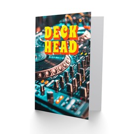 Artery8 Deck Head DJ Console Vinyl Record Mixing Funny For Him Man Birthday Card