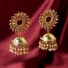 Moonstruck Traditional Indian Dome Shaped Lightweight Golden Jhumka/Jhumki Earrings With