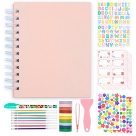 Kids Scrapbook Self Adhesive Photo Album 25 Pages Hard Cover DIY Photo Album for Instant Camera Print Paper with DIY Accessories (Pink)