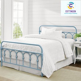 Pleated Bed Skirt with Split Corners-Pleated Dust Ruffle - 21" Tailored Drop Easy Fit,100% Microfiber Soft,Sheen & Luxurious Look - Bed Skirts (White -Full)