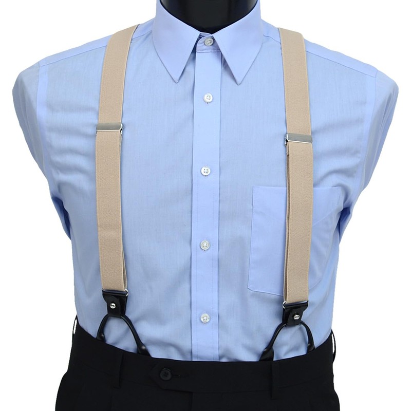 CUFF.JP Clip, Button, Dual-Use, 2-Way Suspenders, Plain, Black, White, white