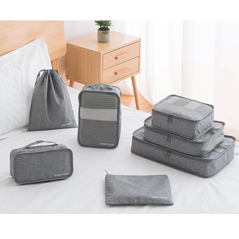 LEDON 7Pcs Packing Cubes for Travel Black, Luggage Suitcase Organizer,with