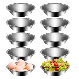 Uoienrt 10 Packs Small Stainless Steel Bowls 3/4 Quart Prep with Flat Base 6 1/2 Inch