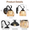 lobolighting Vintage Wall Sconce with Amber Tulip Glass Lampshade Black
