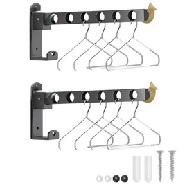 Wilsonzin Foldable Clothes Hooks, 90° Rotating Clothes Hooks, Clothes Rail, Wall Hook, Coat Hook, Clothes Fan for Balcony, Laundry Room, Bathroom (Black, Pack of 2)