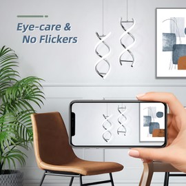 CANEOE Spiral Led Pendant Light Fixture,15W Cold White Light Modern Integrated LED Hanging Lamp, Adjustable Island Light Fixture for Living Room Bedroom Kitchen Sink, 1 Pack (Chrome)