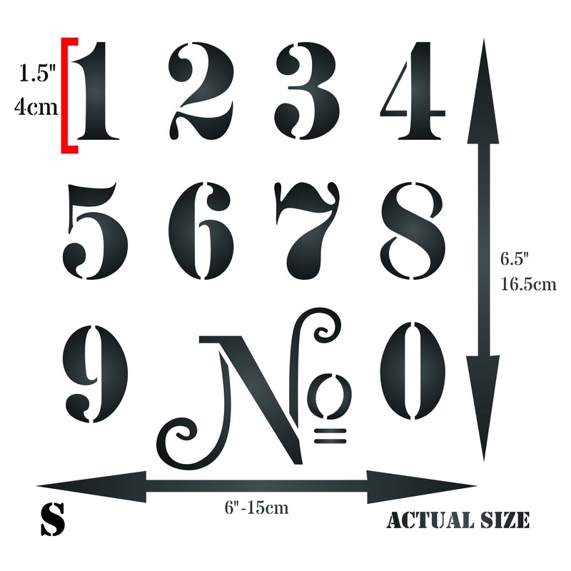 French Numbers Stencil 15x16.5cm (S) Reusable Vintage French Theme Wall