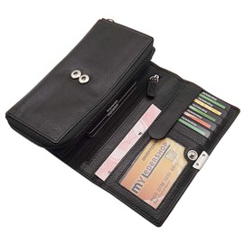 Women’s Large Cowhide Leather Purse with Lots of Compartments, Available in 5 Colours Münzbörse Black
