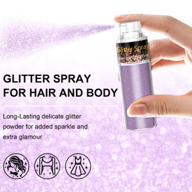 Mystic Purple Body Hair Glitter Spray 10g, Ultra Fine Holographic Shimmer Mist for Festival Makeup, Rave, Nightclub Glow, E-Girl Face Body Sparkle, DIY Craft Nail Art