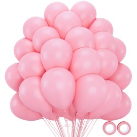 Moukiween Pink Balloons 12 inch -70 pcs Pastel Light Pink Balloons for Pink Theme Party Wedding Christmas Baby Shower Sweet 16 Birthday Party Decorations