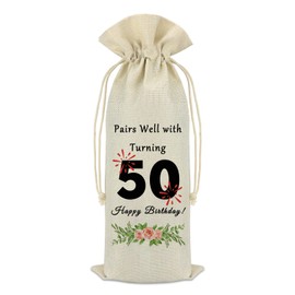 50th Birthday Gift Ideas for Women Men Wine Bag 50 Years Old Birthday Party Decorations Wine Bottle Bag Pairs Well with Turning 50 Happy 50th Fifty Birthday Gift for Dad Mom Husband Wife