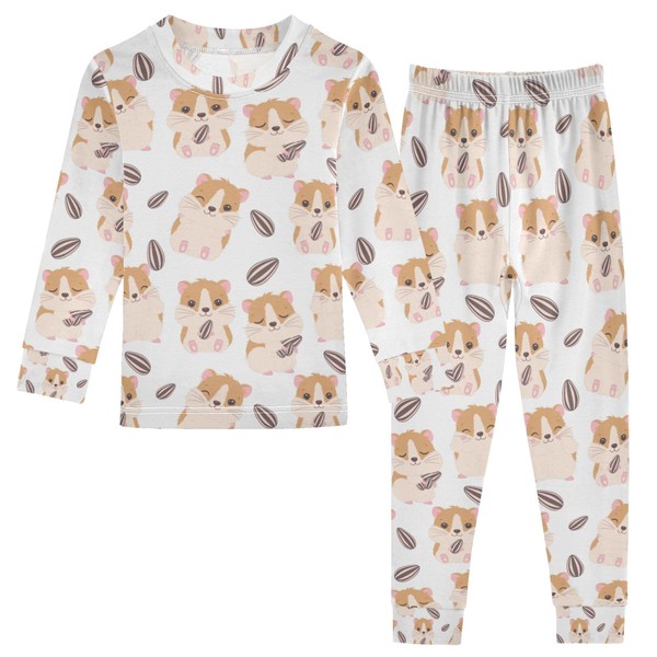 Vozoza Cartoon Cute Animal Hamster Pajama Sets Long Sleeve Top