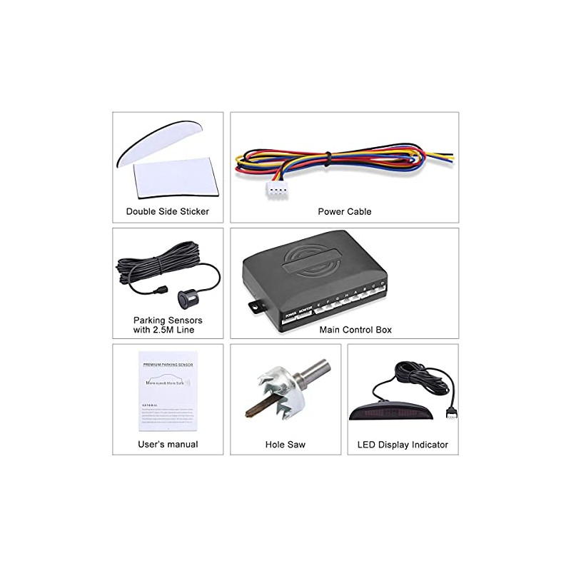 Car Reverse Parking Radar System 8 Reversing Sensors Kit with