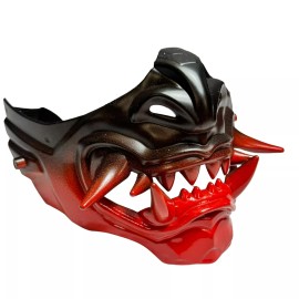 BEYOND MASQUERADE Japanese Monster Hannya Mask Demon Oni Samurai Half Face Custom (Black & Red)