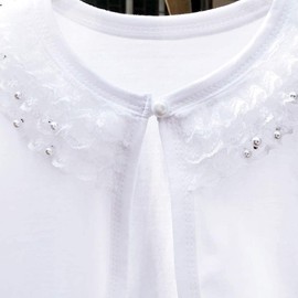 Girl Lace Bolero Cardigan Shrug - Little Girl Long Sleeve Lace Flower Shrug Sweater 3-4T White