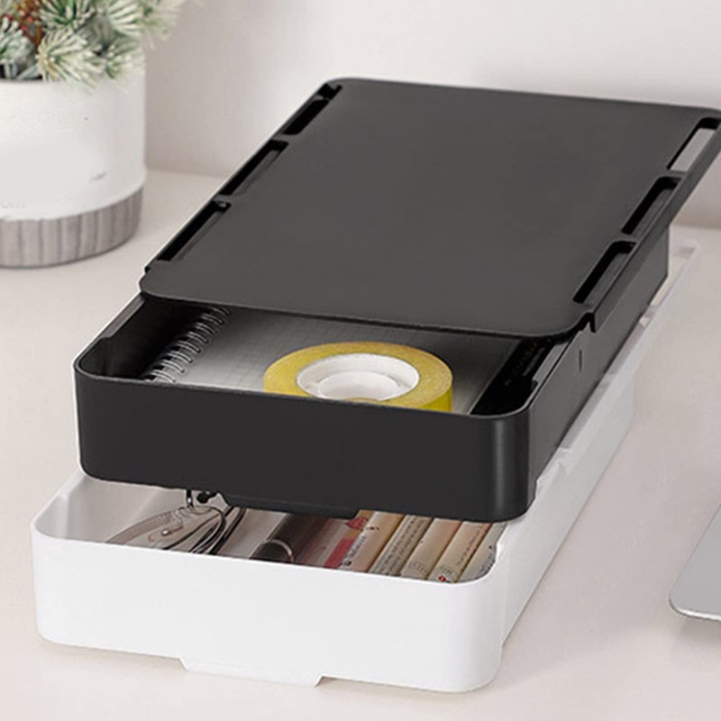 YANGLY Invisible Drawer Storage Box with Lid Pull Out Under